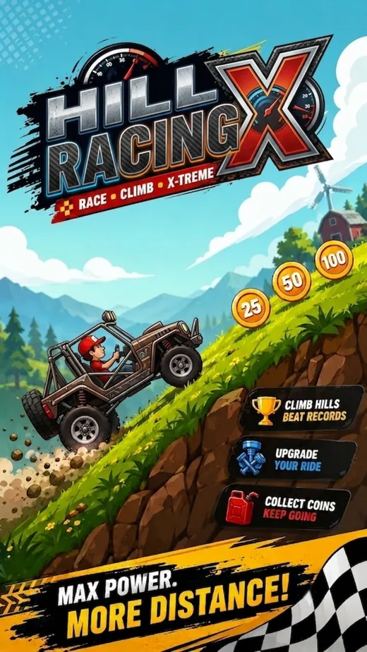 HillRacingX uphill driving promotional screenshot